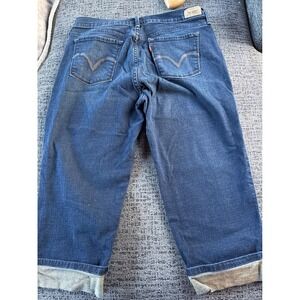 Levis 505 Womens Medium Wash Straight Leg Cropped Cuffed Denim Jeans Size 10